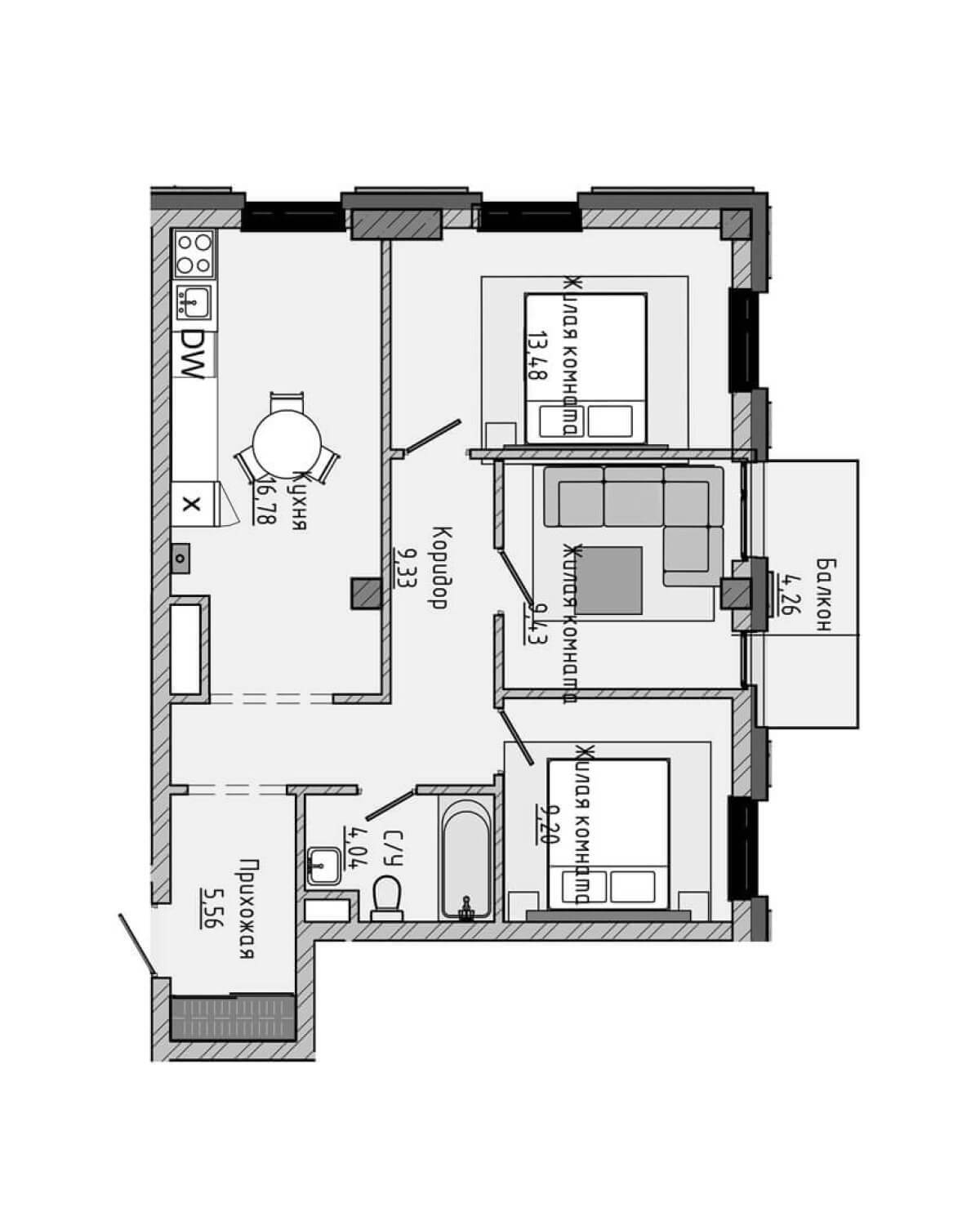 План 72,08 м²